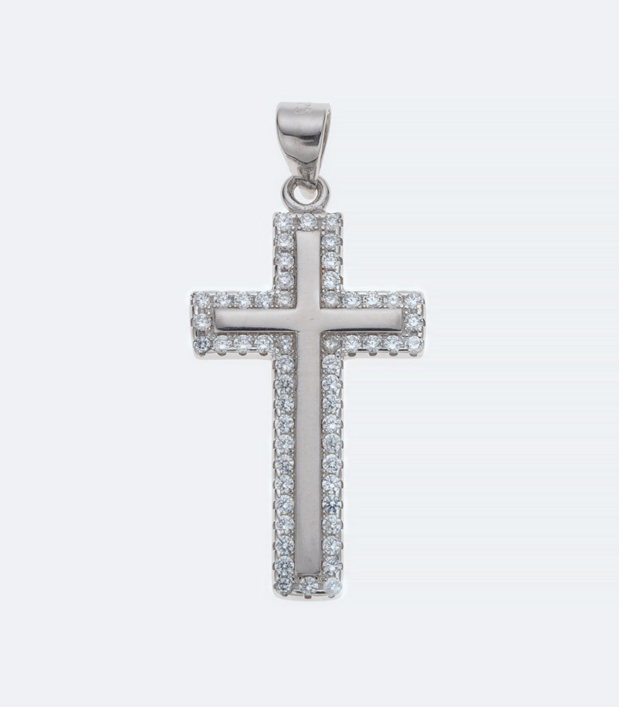 Silver Cross with CZ Pendant - 135