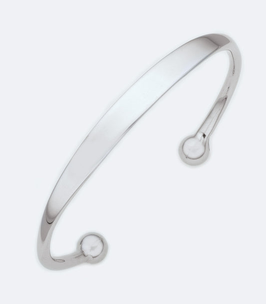 Plain Kids 30/44mm Cuff Rhodium Bangle